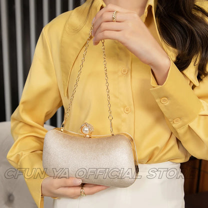 CFUN YA New 2024 Fashion Women Evening Party Bag Chain Female Shoulder Crossbody Bag Prom Formal Handle Bag Bride Wedding Bags