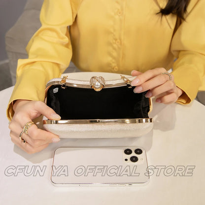 CFUN YA New 2024 Fashion Women Evening Party Bag Chain Female Shoulder Crossbody Bag Prom Formal Handle Bag Bride Wedding Bags