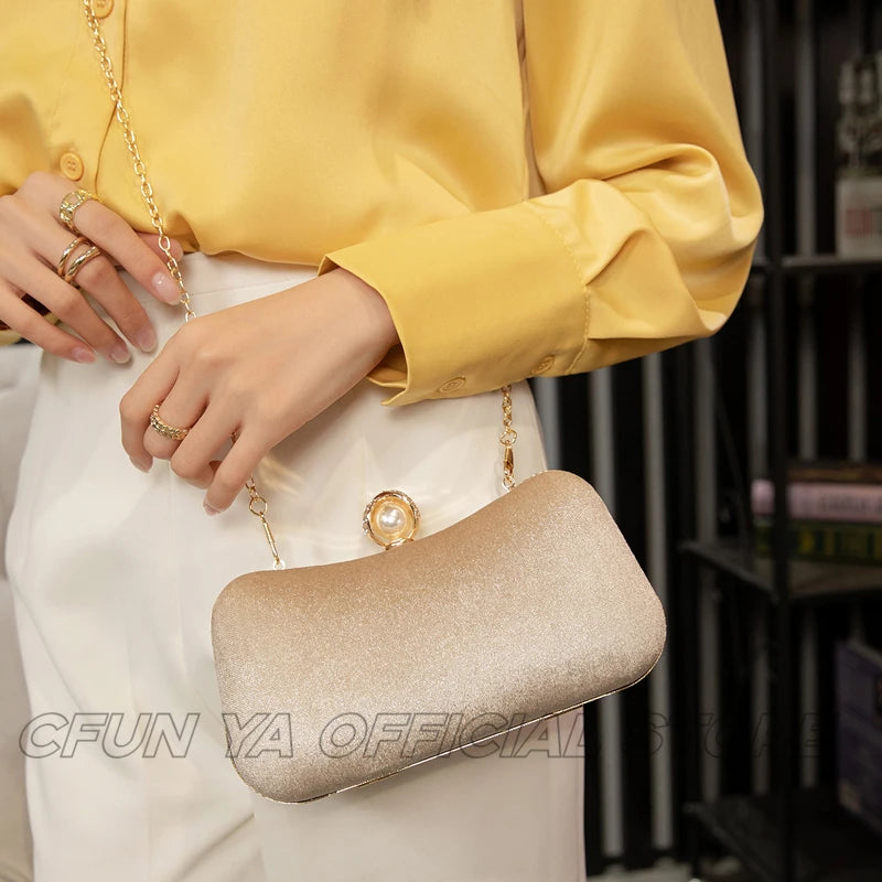 CFUN YA New 2024 Fashion Women Evening Party Bag Chain Female Shoulder Crossbody Bag Prom Formal Handle Bag Bride Wedding Bags