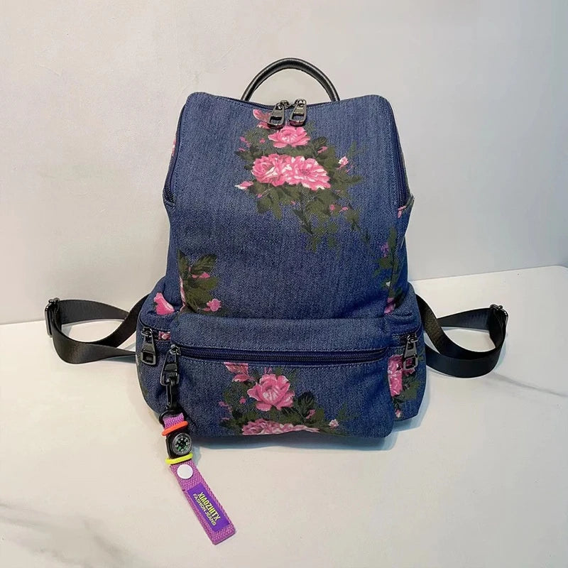 CFUN YA New Fashion Denim Print Backpack For Women Large Capacity Anti-Theft Bagpack Female Travel Bag Rucksack Bolsas Femininas