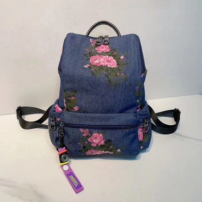 CFUN YA New Fashion Denim Print Backpack For Women Large Capacity Anti-Theft Bagpack Female Travel Bag Rucksack Bolsas Femininas