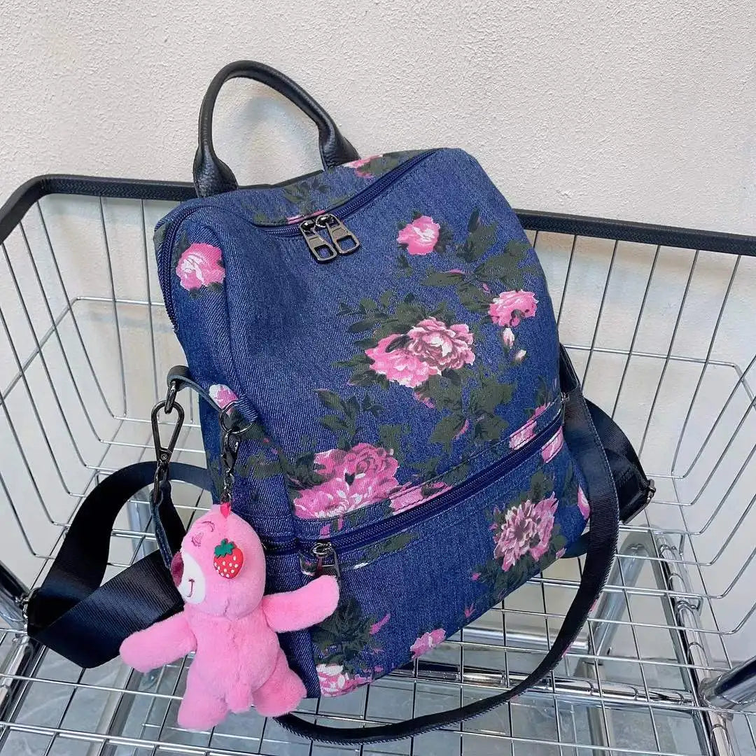 CFUN YA New Fashion Denim Print Backpack For Women Large Capacity Anti-Theft Bagpack Female Travel Bag Rucksack Bolsas Femininas