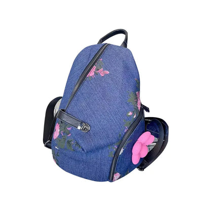 CFUN YA New Fashion Print Denim Backpack For Women Multifunction Travel Rucksack Female Shoulder Bag College Schoolbag Mochila