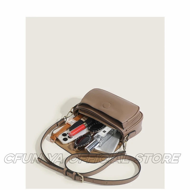 CFUN YA New Fashion Small Shoulder Crossbody Bag Scatch Pu Leather Teen Girls Handbag Phone Bag Wallet Causal Messenger Pack