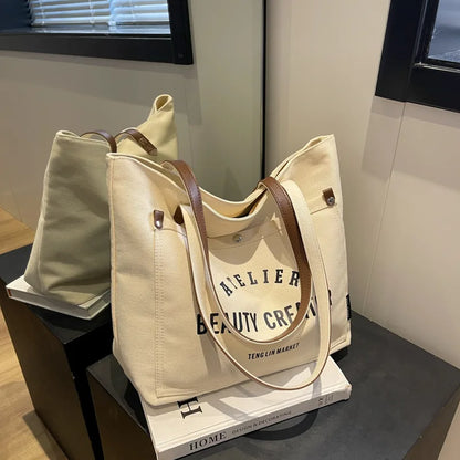 CFUN YA New Fashion Women Bag Large Capacity Canvas Female Tote Bags College Students Handbag Ladies Shoulder Bag Messenger Pack