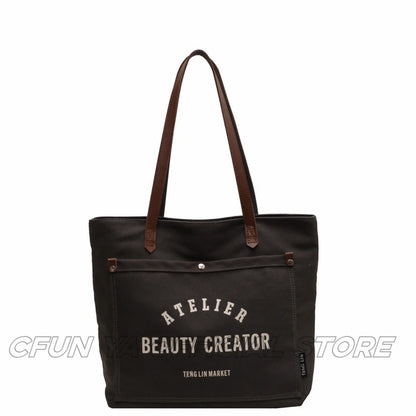 CFUN YA New Fashion Women Bag Large Capacity Canvas Female Tote Bags College Students Handbag Ladies Shoulder Bag Messenger Pack