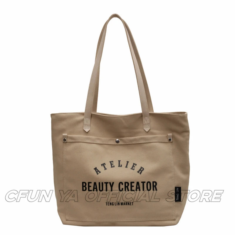 CFUN YA New Fashion Women Bag Large Capacity Canvas Female Tote Bags College Students Handbag Ladies Shoulder Bag Messenger Pack