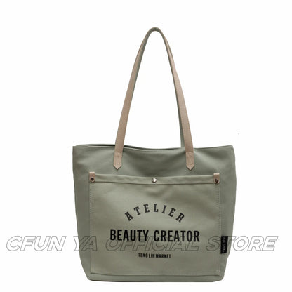CFUN YA New Fashion Women Bag Large Capacity Canvas Female Tote Bags College Students Handbag Ladies Shoulder Bag Messenger Pack