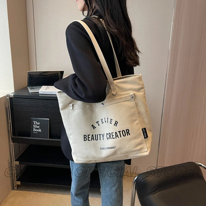 CFUN YA New Fashion Women Bag Large Capacity Canvas Female Tote Bags College Students Handbag Ladies Shoulder Bag Messenger Pack