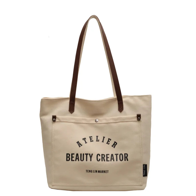 CFUN YA New Fashion Women Bag Large Capacity Canvas Female Tote Bags College Students Handbag Ladies Shoulder Bag Messenger Pack