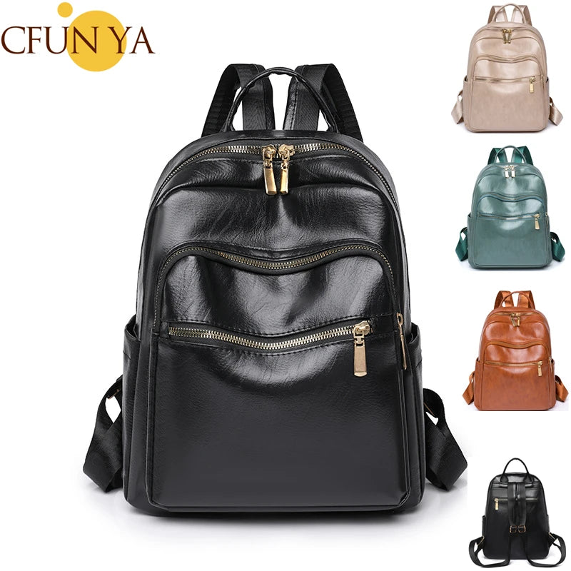 CFUN YA New Kawaii Soft Leather Backpack For Women PU Female Travel Bagpack Teen Student School Bags Bolsos Feminina sac a dos