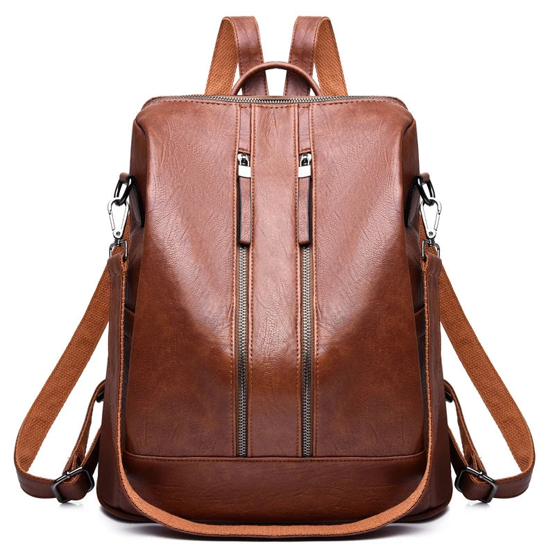 CFUN YA New Leather Women Backpack High Quality PU Female Bag Bucket Lady Shoulder Packs Big Capacity Backpacks Travel Rucksack