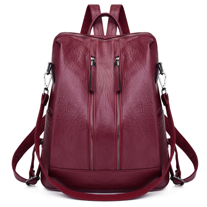 CFUN YA New Leather Women Backpack High Quality PU Female Bag Bucket Lady Shoulder Packs Big Capacity Backpacks Travel Rucksack