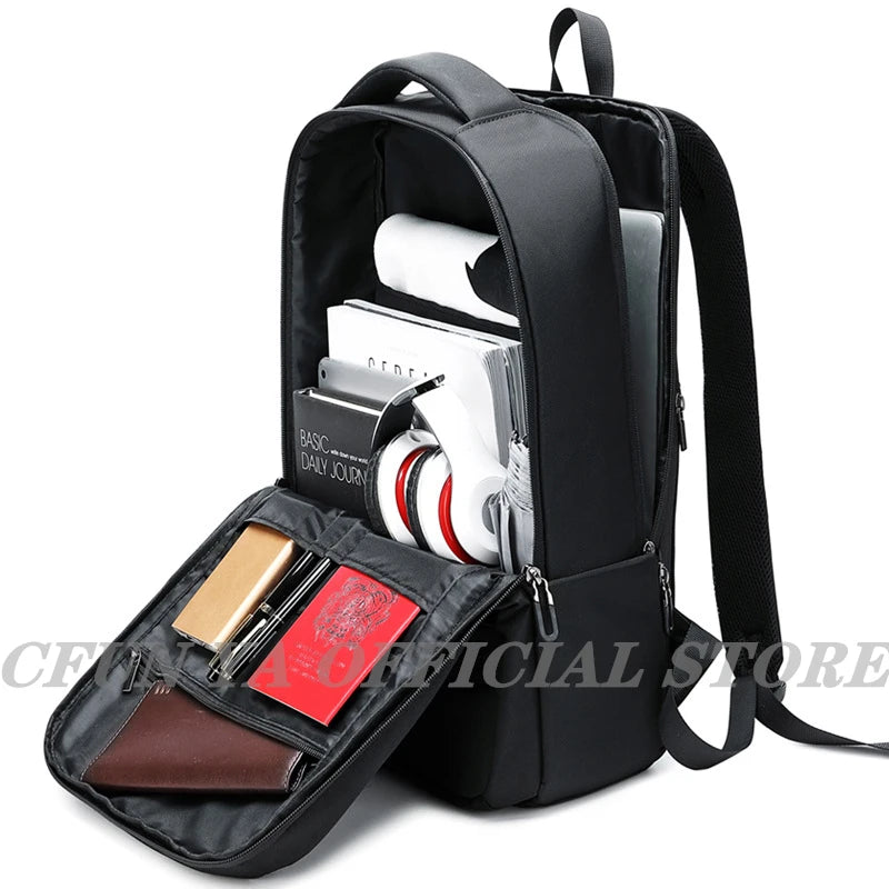 CFUN YA New Luxury Black 15.6 Inch Laptop Bag Backpack Large  Men Women Bagpack Business Anti-Theft Backpacks Rucksack Schoolbag
