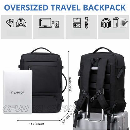 CFUN YA New Luxury Men's Backpack USB Large 17 Inch Laptop Bag Pack Travel Knapsack With Shoes Pocket Business Backbag Mochila