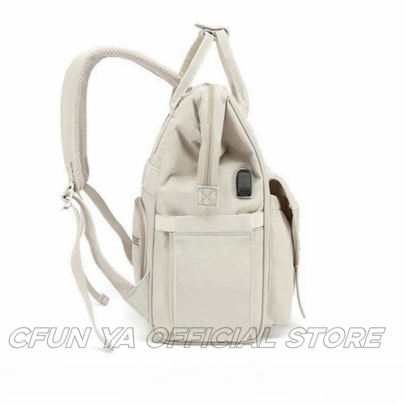 CFUN YA New Luxury Mummy Backpack Large Capacity Nappy Diaper Bagpack USB 14 Inch Laptop Bag For Women Travel Rucksack Mochilas