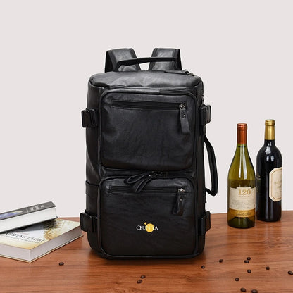 CFUN YA New Multi-Functional Men's Outdoor Backpack Soft Leather Business Computer Bagpack  Male Crossbody Handbag Travel Bag