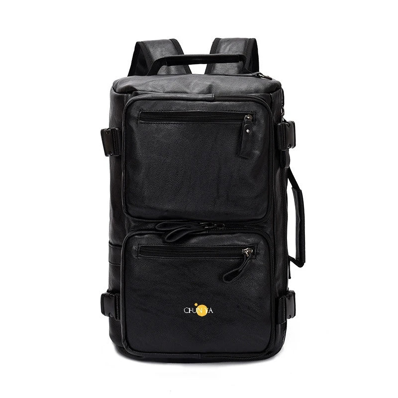 CFUN YA New Multi-Functional Men's Outdoor Backpack Soft Leather Business Computer Bagpack  Male Crossbody Handbag Travel Bag