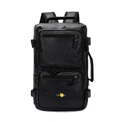 CFUN YA New Multi-Functional Men's Outdoor Backpack Soft Leather Business Computer Bagpack  Male Crossbody Handbag Travel Bag