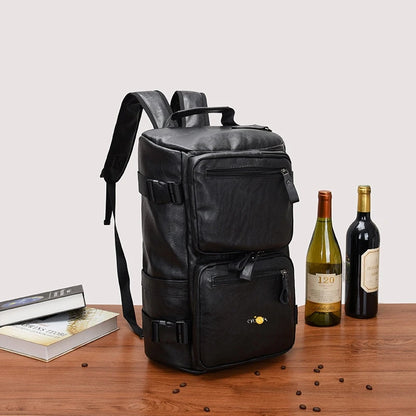 CFUN YA New Multi-Functional Men's Outdoor Backpack Soft Leather Business Computer Bagpack  Male Crossbody Handbag Travel Bag