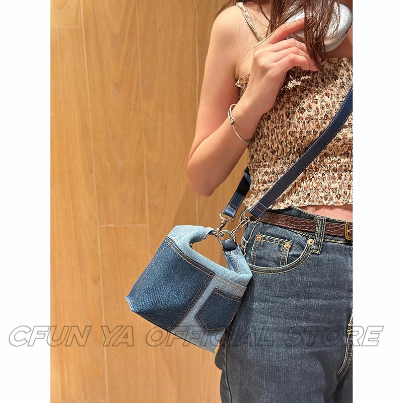 CFUN YA New Trend Denim Women Bag Summer Travel Small Bucket Bags Female Shoulder Crossbody Handbag Totes PurseBolsas Femininas