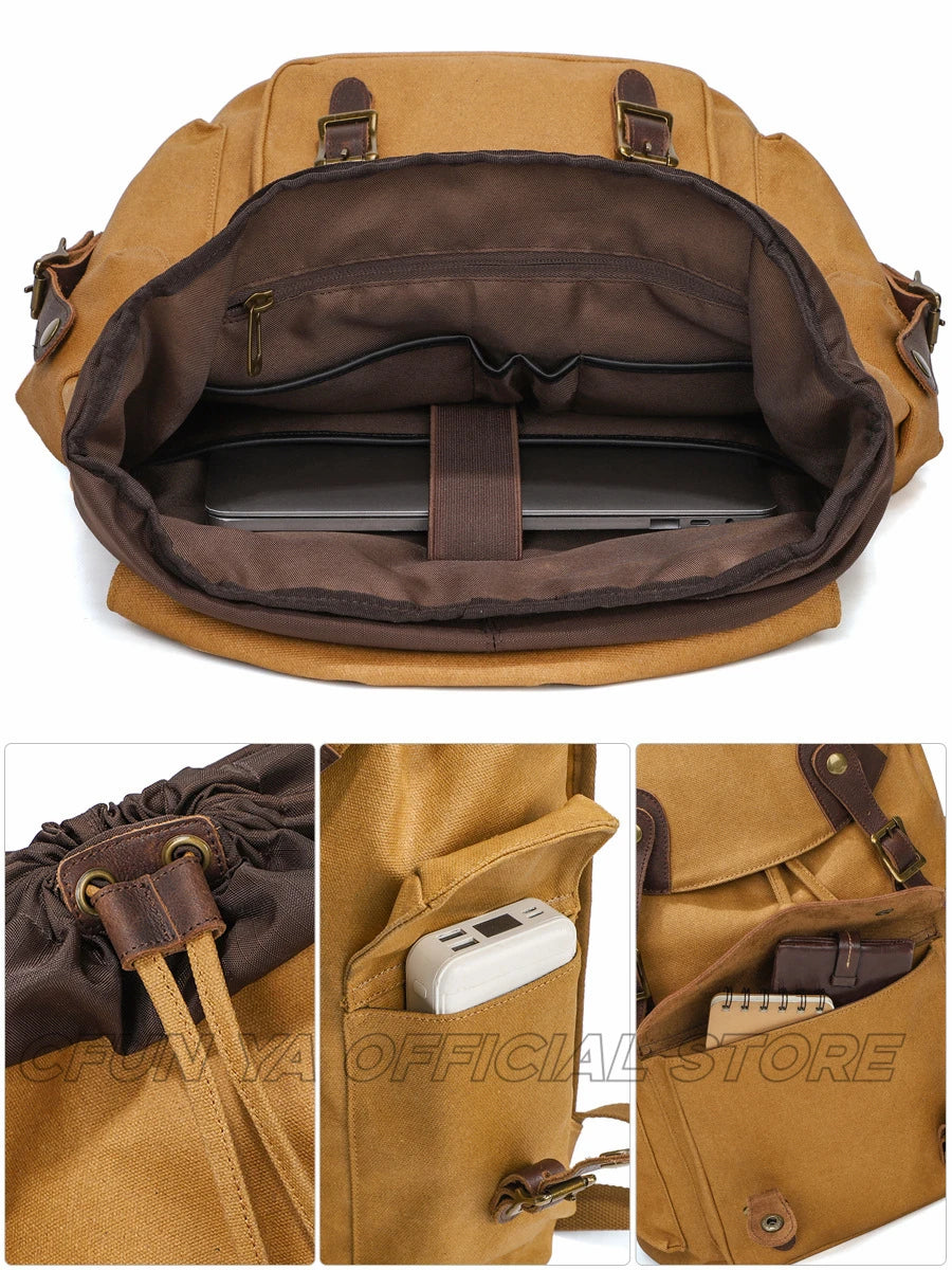 CFUN YA New Trend Luxury Canvas Backpack For Men Women Outdoor Sports Travel Bagpack 16" Laptop Computer Bag Climbing Rucksack