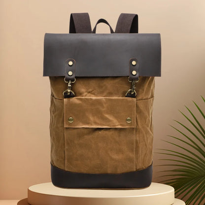CFUN YA New Trend Luxury Canvas Real Leather Backpack For Men Women Large 15 16 Inch Laptop Bag Pack Outdoor Climbing Rucksack
