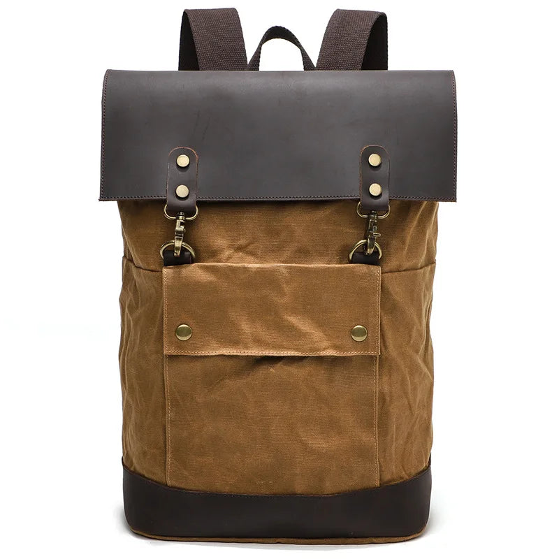CFUN YA New Trend Luxury Canvas Real Leather Backpack For Men Women Large 15 16 Inch Laptop Bag Pack Outdoor Climbing Rucksack
