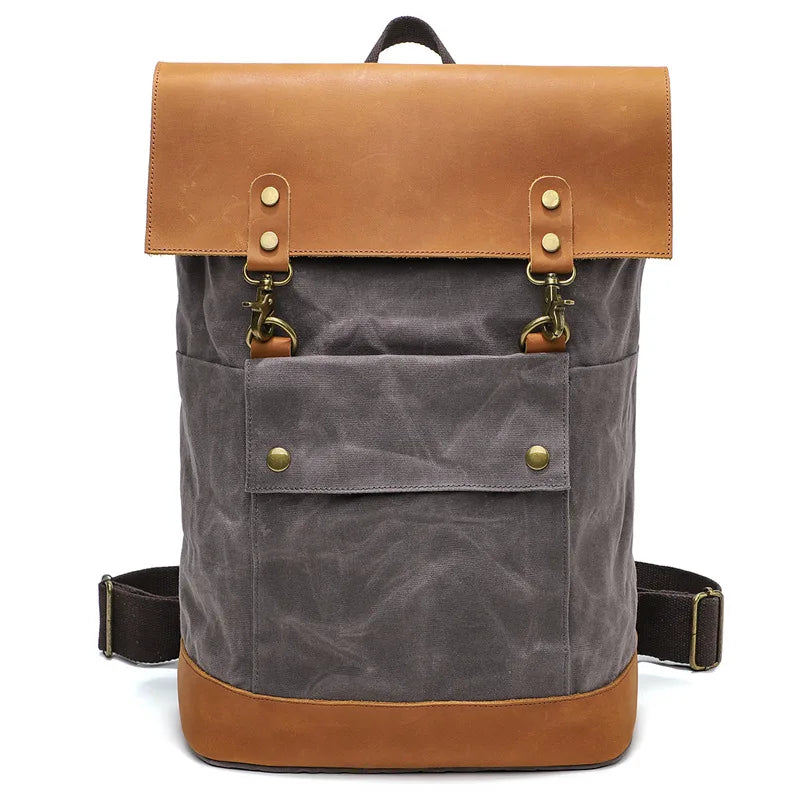 CFUN YA New Trend Luxury Canvas Real Leather Backpack For Men Women Large 15 16 Inch Laptop Bag Pack Outdoor Climbing Rucksack