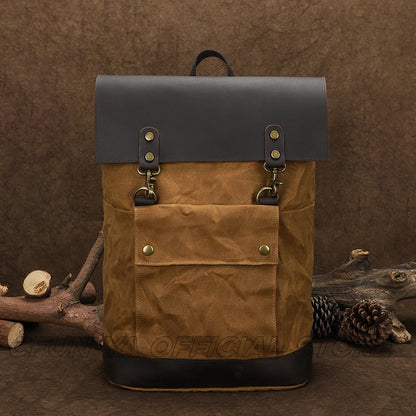 CFUN YA New Trend Luxury Canvas Real Leather Backpack For Men Women Large 15 16 Inch Laptop Bag Pack Outdoor Climbing Rucksack