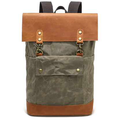 CFUN YA New Trend Luxury Canvas Real Leather Backpack For Men Women Large 15 16 Inch Laptop Bag Pack Outdoor Climbing Rucksack
