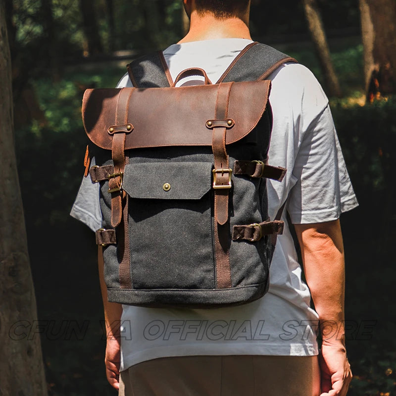 CFUN YA New Trend Luxury Outdoor Backpack For Men Women 15.6 Inch Laptop Bag Pack Canvas Climbing Knapsack Rucksack Male Bags