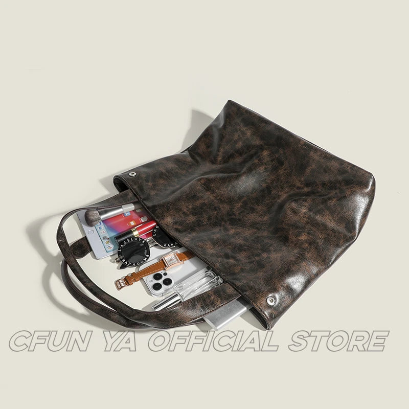 CFUN YA New Trend Luxury Women Shoulder Bag PU Leather Large Capacity Travel Handbag Female Tote Bag Bolsas Para Mujeres 가방
