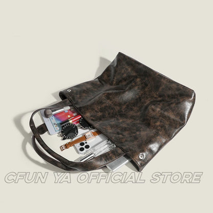 CFUN YA New Trend Luxury Women Shoulder Bag PU Leather Large Capacity Travel Handbag Female Tote Bag Bolsas Para Mujeres 가방