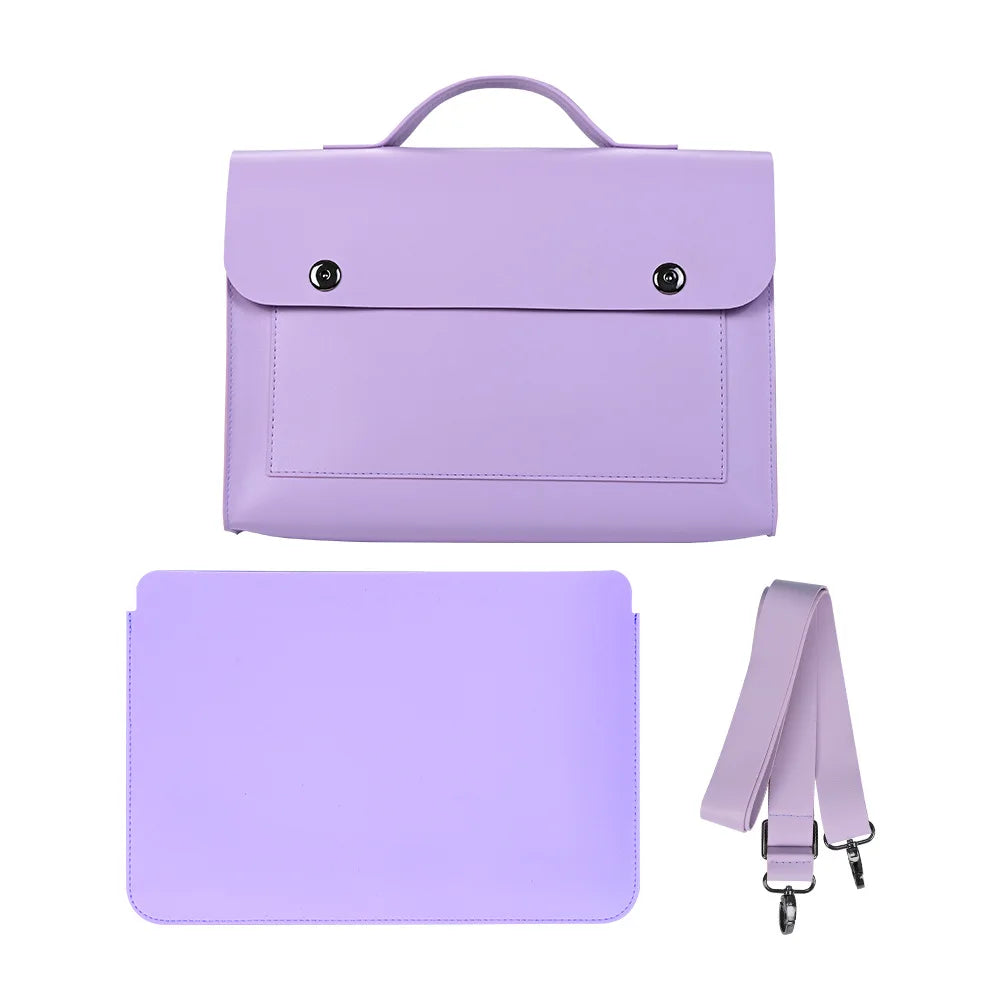 CFUN YA  PU Leather Laptop Bags For Women 13 14 inch Computer Shoulder Bag Casual Portable Waterproof Notebook Briefcase Handbag