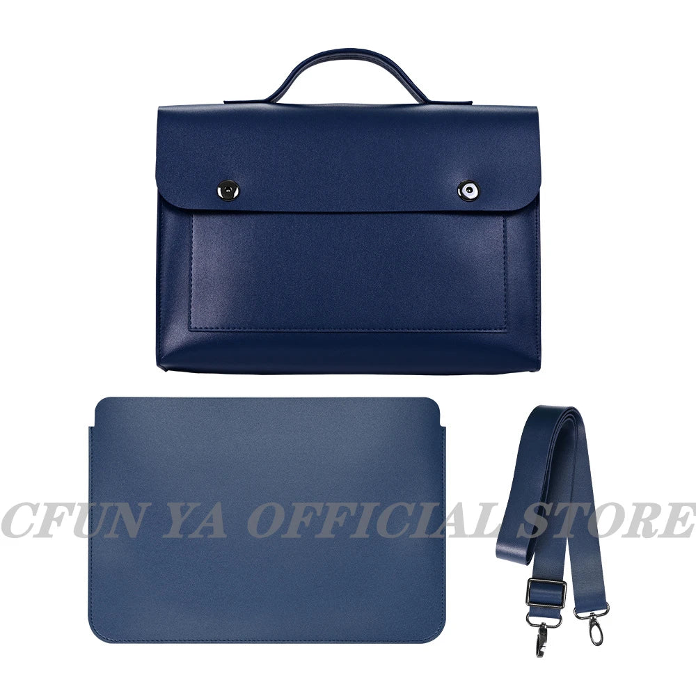 CFUN YA  PU Leather Laptop Bags For Women 13 14 inch Computer Shoulder Bag Casual Portable Waterproof Notebook Briefcase Handbag