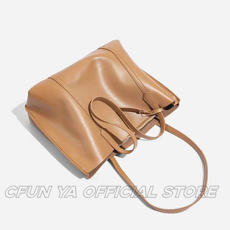 CFUN YA Vintage Fashion Women Tote Bag Large Capacity Soft Leather Mummy Travel Handbag Messenger Shoulder Bag Sac a Mains Femme