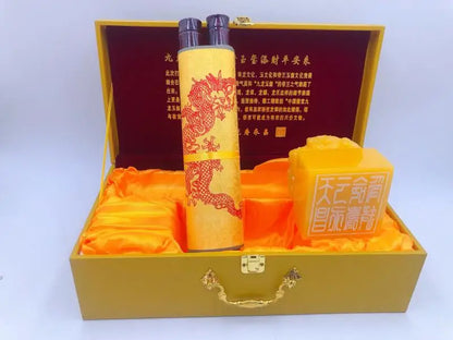 CHINA Royal 9 Dragons imperial jade seal imperial edict Collection gift box High grade bring good luck Ornament talisman