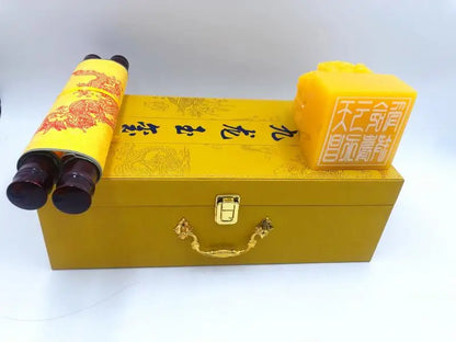 CHINA Royal 9 Dragons imperial jade seal imperial edict Collection gift box High grade bring good luck Ornament talisman