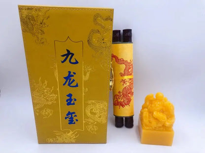 CHINA Royal 9 Dragons imperial jade seal imperial edict Collection gift box High grade bring good luck Ornament talisman