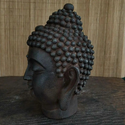 CHINA Temple Retro Iron Buddha HEAD # Asia Geomantic omen master tool talisman Omnipotent RU LAI Buddha Patron saint God statue