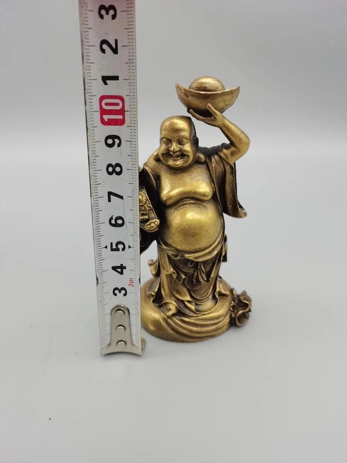 CHINA antique brass fengshui Maitreya Buddha Bodhisattva small Statue Metal crafts family decorations statue