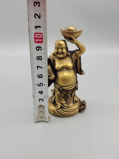 CHINA antique brass fengshui Maitreya Buddha Bodhisattva small Statue Metal crafts family decorations statue