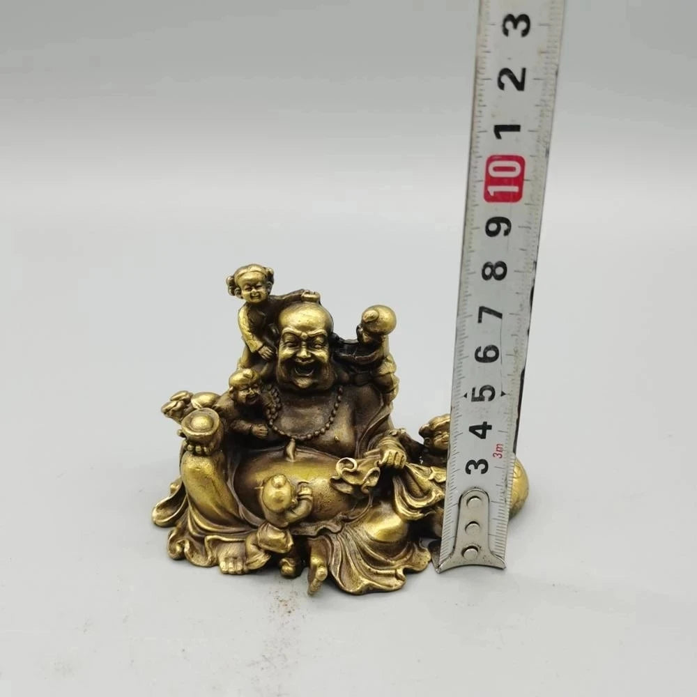 CHINA antique brass fengshui Maitreya Buddha small Statue Metal crafts home decorations statue