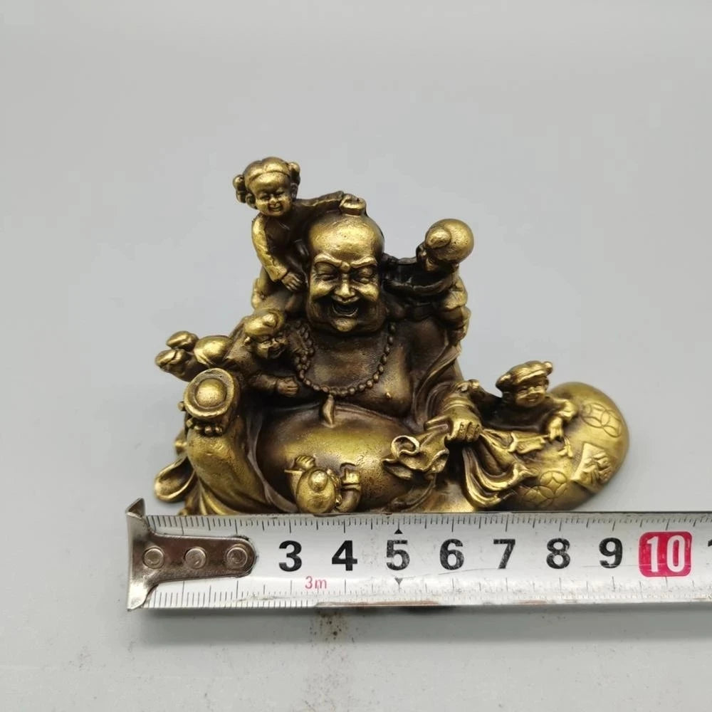 CHINA antique brass fengshui Maitreya Buddha small Statue Metal crafts home decorations statue