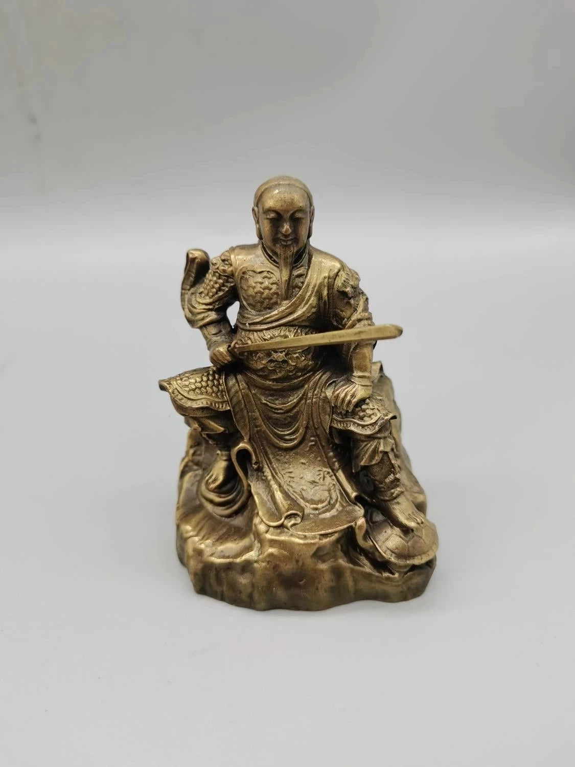 CHINA antique brass fengshui Zhenwu Emperor small Statue Metal crafts family decorations statue