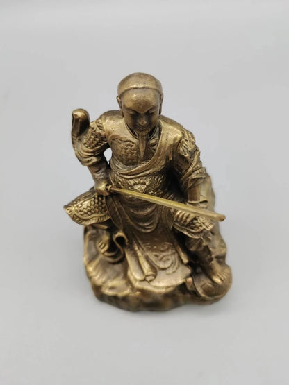 CHINA antique brass fengshui Zhenwu Emperor small Statue Metal crafts family decorations statue
