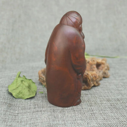 CQ044ca - 11.5 X 5 X 5.5 CM Hand Carved Boxwood Carving Figurine : Rich Elder Man
