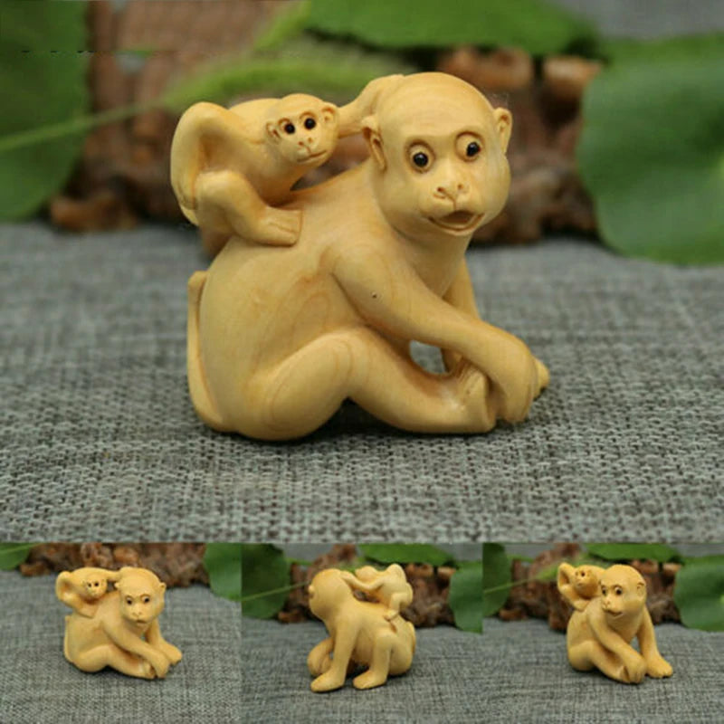 CQ059 - 12 Pcs 2" Hand Carved Boxwood Netsuke Home Decor- 12 Zodiac Animals