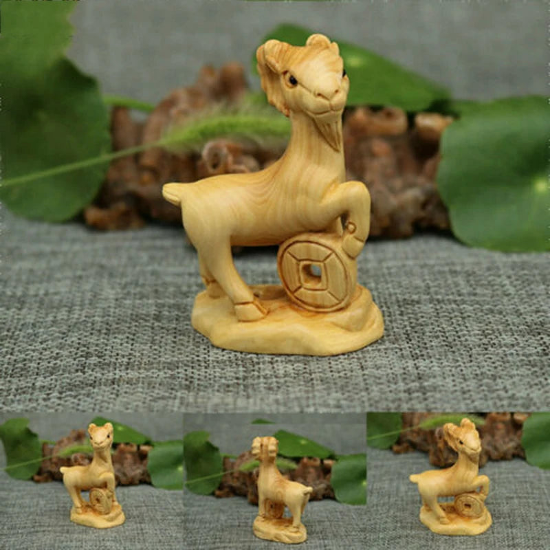 CQ059 - 12 Pcs 2" Hand Carved Boxwood Netsuke Home Decor- 12 Zodiac Animals